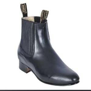 La Barca Botin Charro Black Leather Ankle Boots